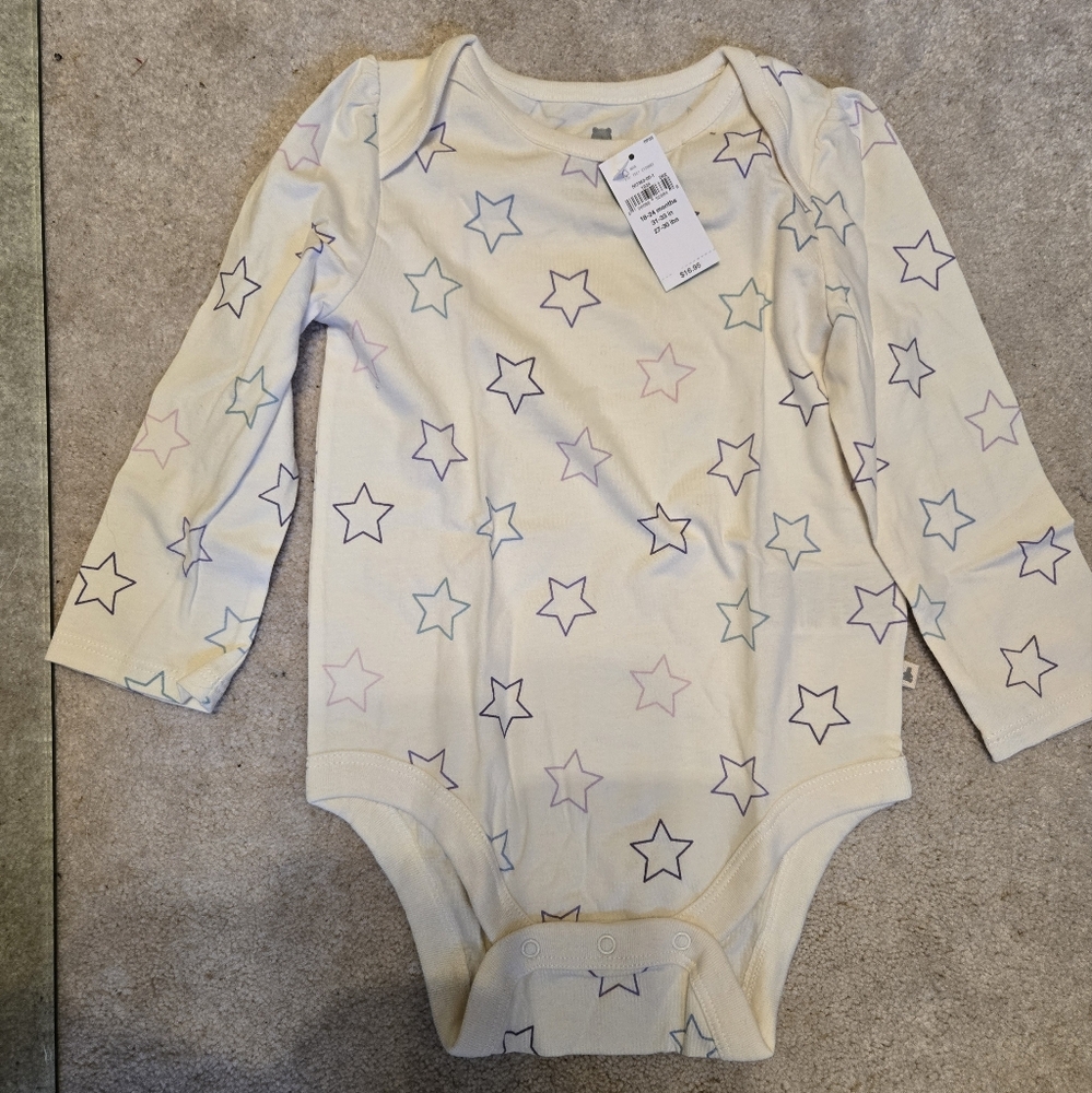 NWT Baby GAP Multi-color Stars  L/S Onesie 18-24 Months Organic Cotton